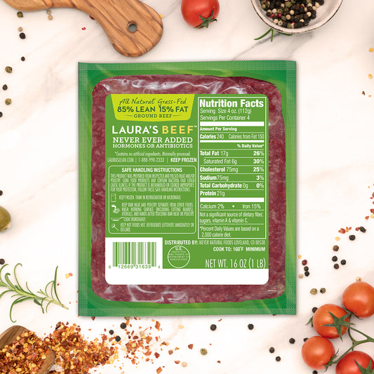 85% Grass-Fed Ground Beef  |  100% Grass-Fed & Finished